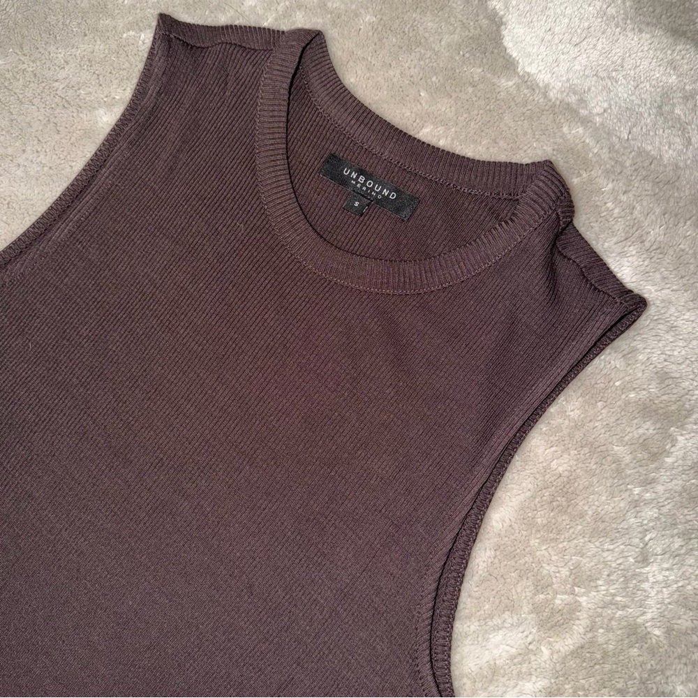 Unbound Merino Women's Rib Knit Merino Sleeveless Dress Size Small In Espresso - Picture 4 of 9